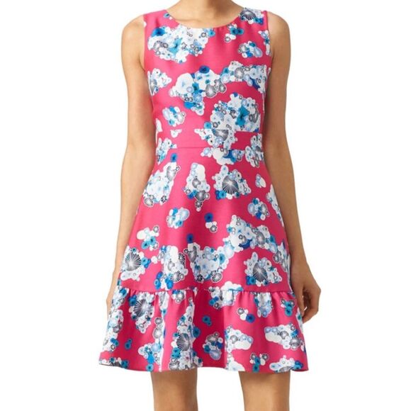 Diane von Furstenberg DVF Topanga Pink Floral Jacquard Fit & Flare Dress Women 2 - Picture 1 of 13